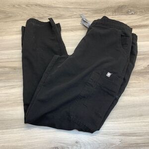 Figs Livingston Basic Scrub Pants Large S Women Black Technical Straight Leg
